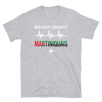Thumbnail for T-shirt Martiniquais gris foncé chiné dos - Groupe sanguin humoristique
