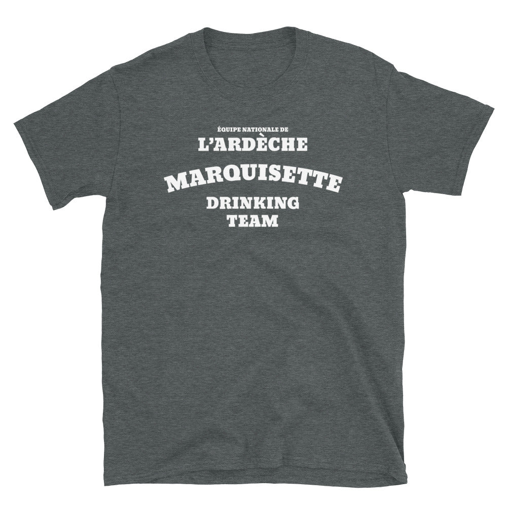 T-shirt Ardèche gris foncé chiné dos - Équipe de buveurs en fête