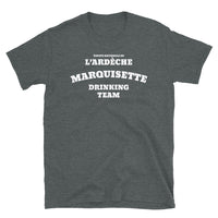 Thumbnail for T-shirt Ardèche gris foncé chiné dos - Équipe de buveurs en fête