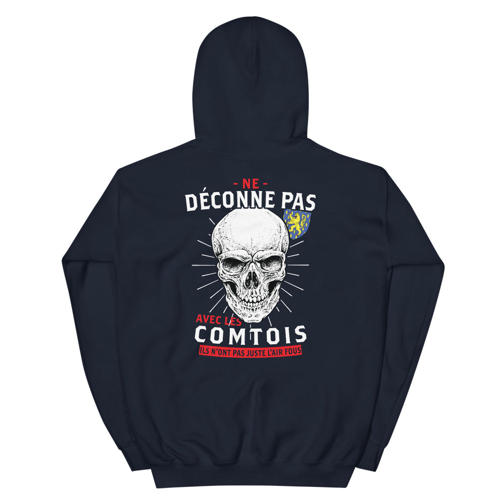 Sweatshirt Franche-Comté noir dos - Ne déconne pas avec les Comtois