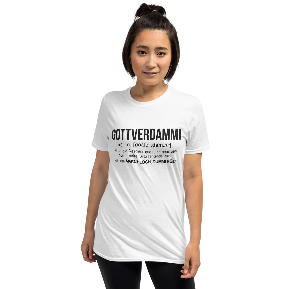 T-shirt Alsace blanc dos - Gottverdammi, un juron alsacien