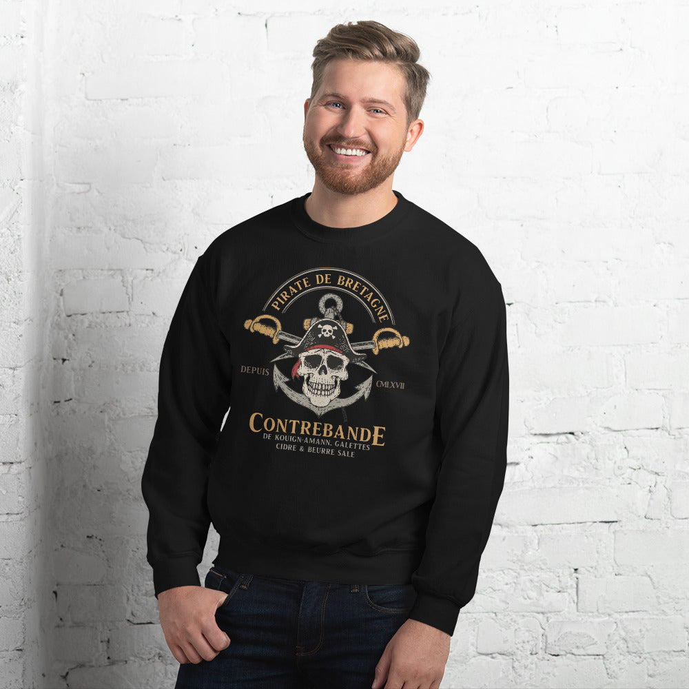 Sweatshirt Bretagne noir dos - Fierté des pirates bretons