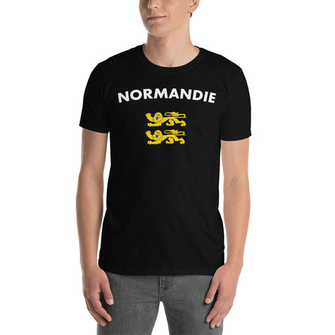 Normandie - Leis ptits cats - Deux lions léopardés - T-shirt Unisexe à Manches Courtes - Ici & Là - T-shirts & Souvenirs de chez toi