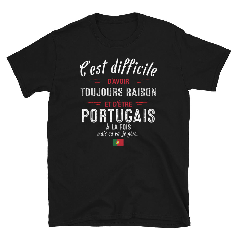 T-shirt Portugal bleu marine dos - C'est difficile d'avoir toujours raison