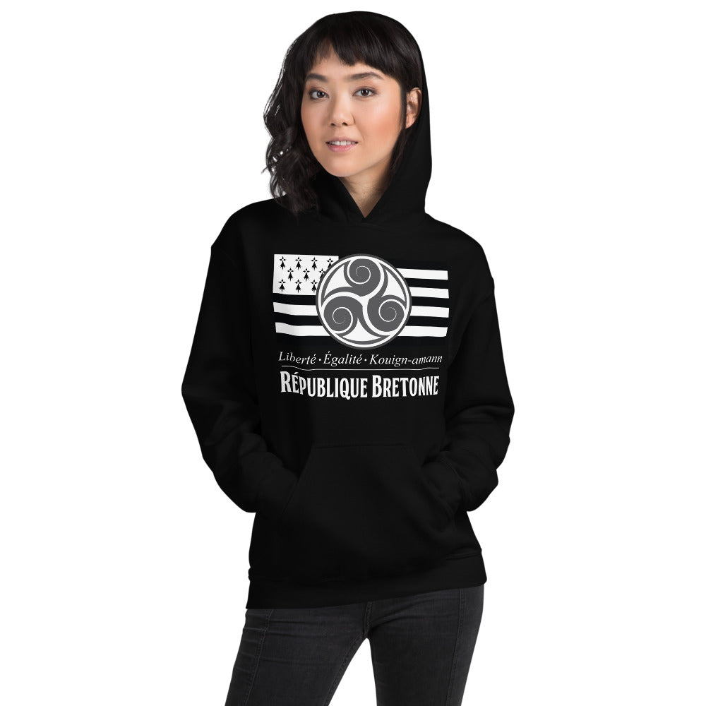 Sweat à capuche Bretagne gris foncé - Liberté égalité Kouign Amann