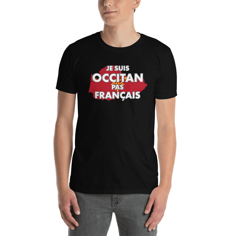 T-shirt Occitan noir dos - Occitan pas Français avec drapeau