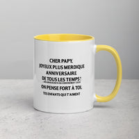 Thumbnail for Mug anniversaire bleu dos - Papy Joyeux plus merdique