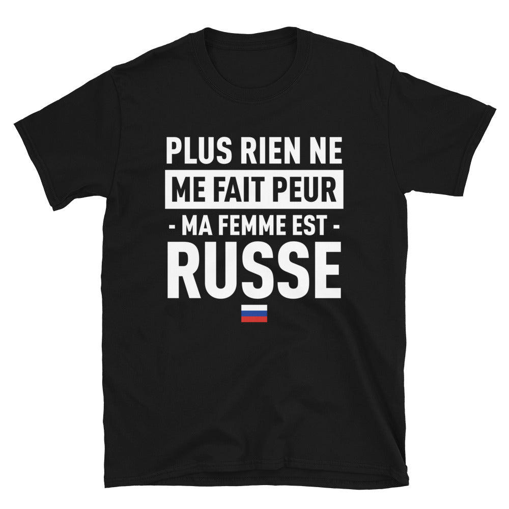 T-shirt Russie noir - Plus rien ne me fait peur ma femme est
