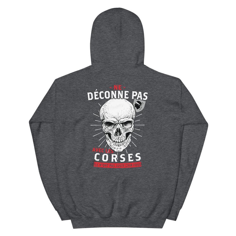 Sweatshirt Corse rouge dos - Ne déconne pas avec les Corses !