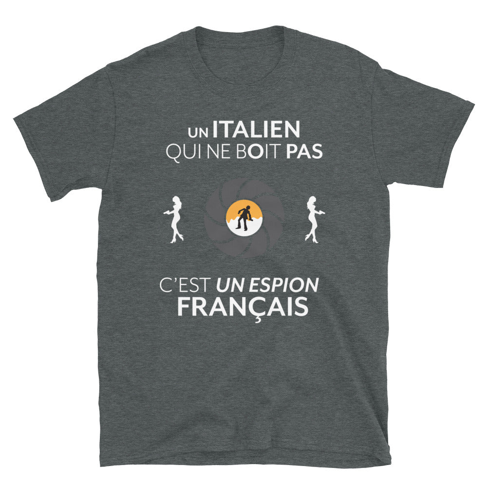 T-shirt Italie bleu marine - Le gars qui ne boit pas c'est un espion