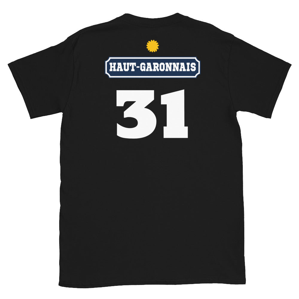 T-shirt Haut-Garonnais bleu marine - design Pastis 31 face