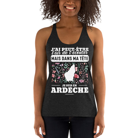 Dans ma tête  Ardèche - Débardeur à Dos Nageur pour Femme - Ici & Là - T-shirts & Souvenirs de chez toi