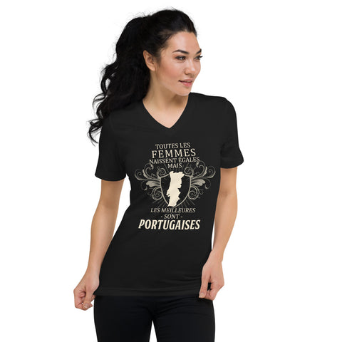 Les meilleures sont Portugaises - T-shirt col V - Ici & Là - T-shirts & Souvenirs de chez toi