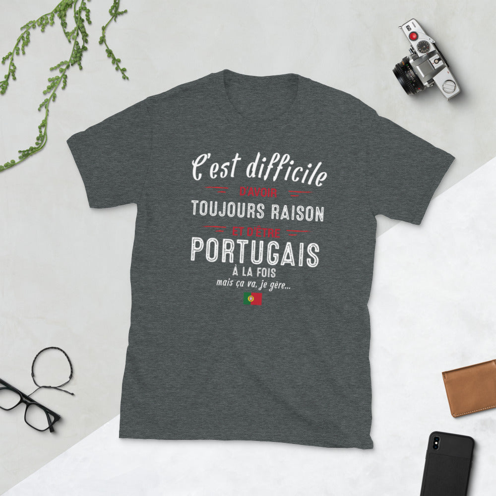 T-shirt Portugal bleu marine - C'est difficile d'avoir toujours raison