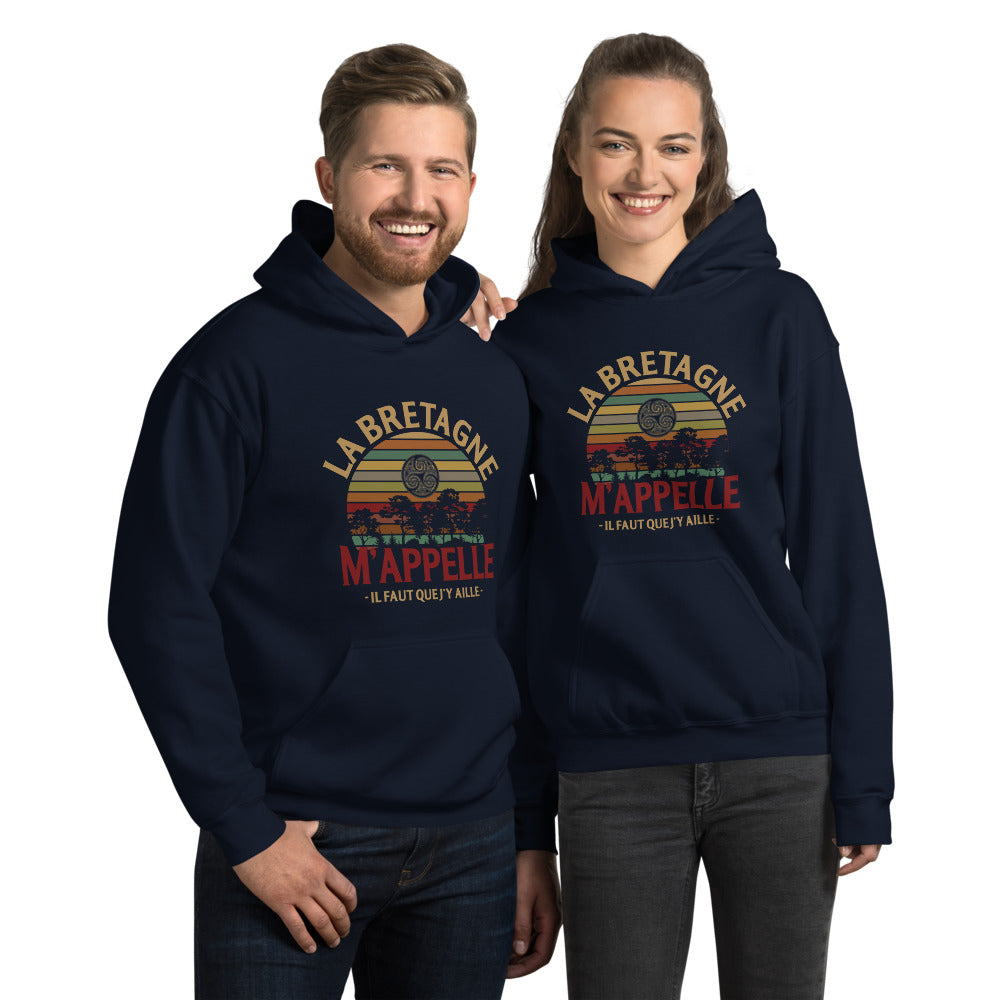 Sweatshirt Bretagne bleu marine dos - La mer m'appelle avec humour