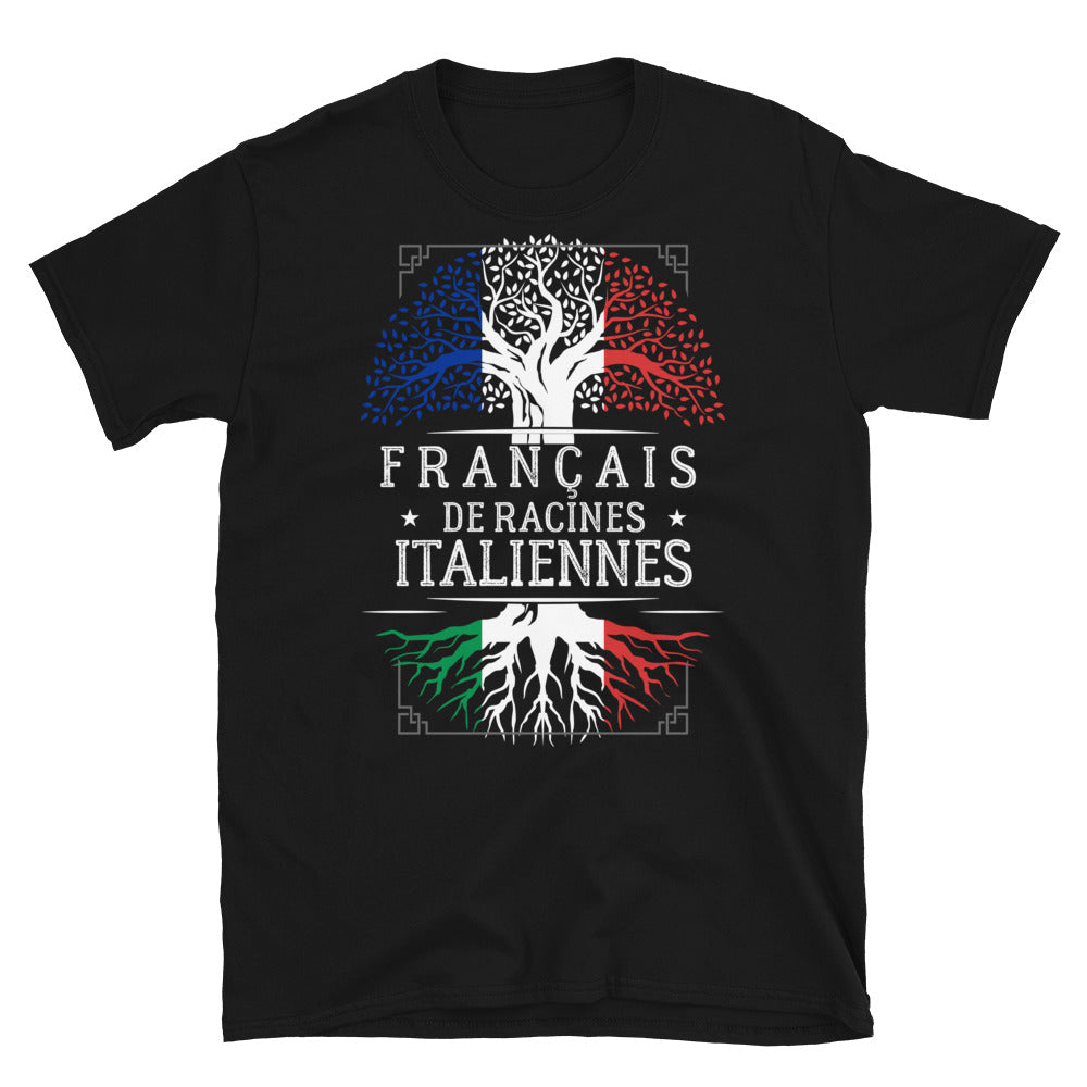 T-shirt Italie noir - Arbre des racines italiennes