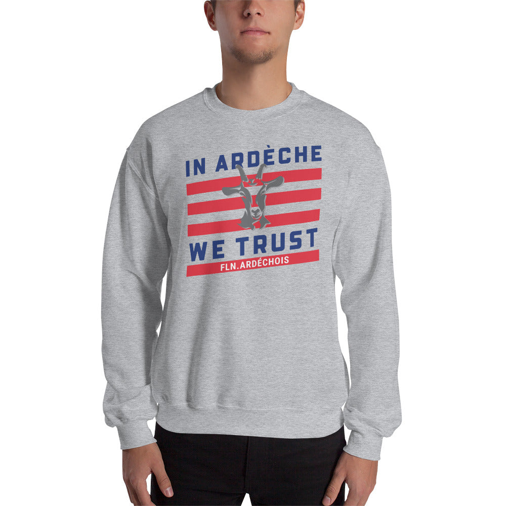Sweatshirt Ardèche gris sport - In Ardèche we trust
