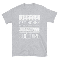 Thumbnail for T-shirt Jura bleu marine dos - Désolé ce mec est pris par une fille qui déchire