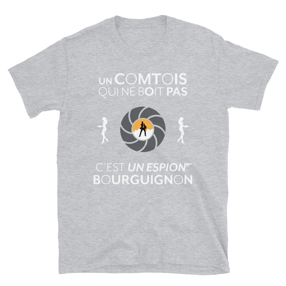 T-shirt Franc-Comté gris sport - Le Franc-comtois qui ne boit pas c'est un espion