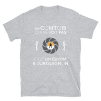Thumbnail for T-shirt Franc-Comté gris sport - Le Franc-comtois qui ne boit pas c'est un espion