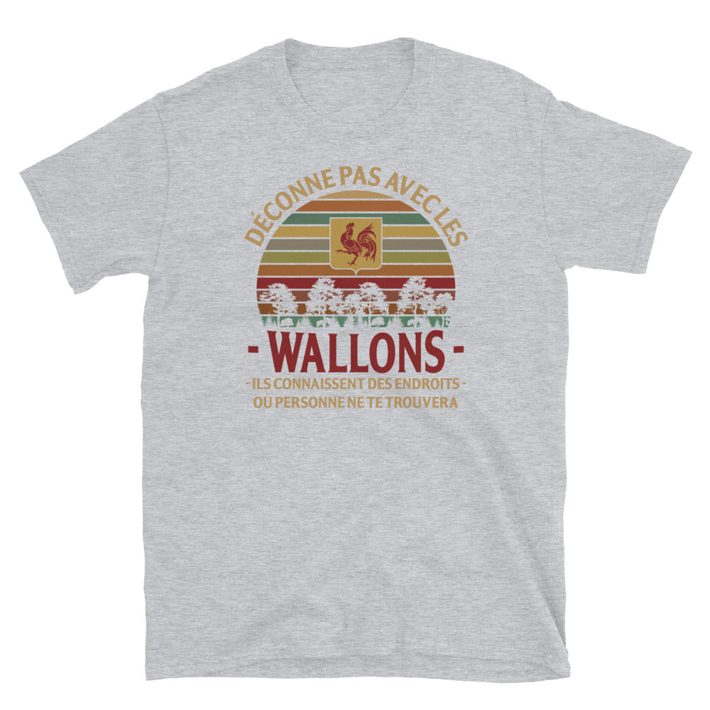 T-shirt Wallons Endroits gris sportif - Fierté et humour local