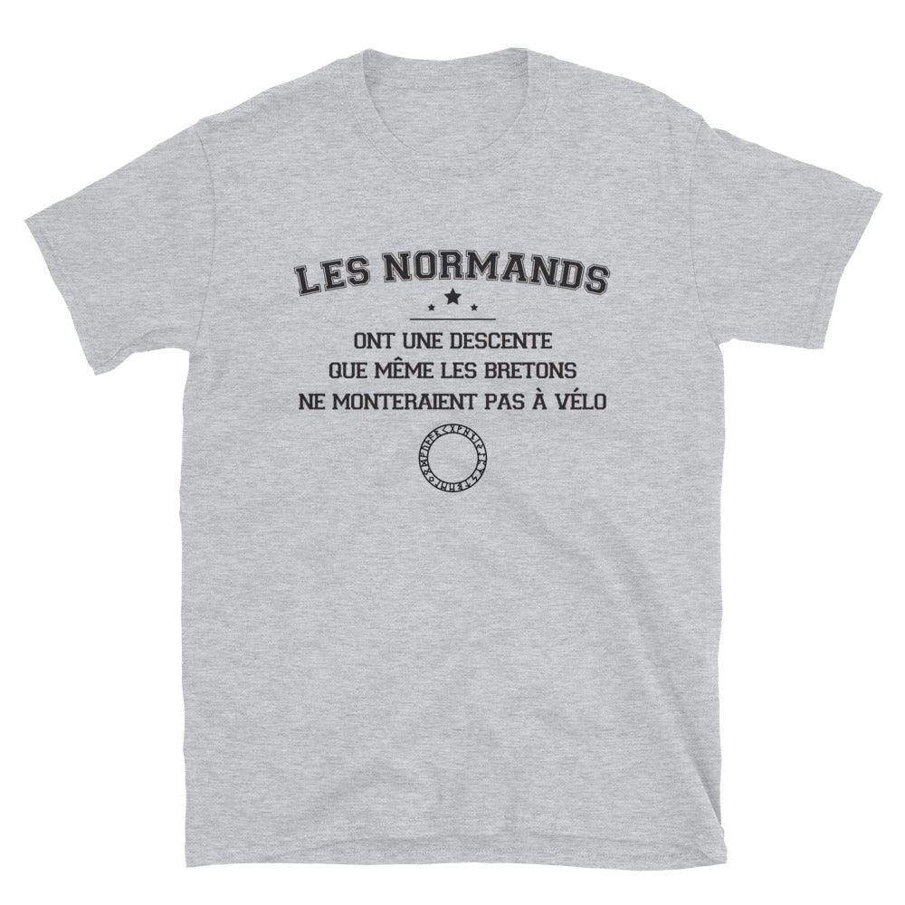 T-shirt Normands descente gris sport face - texte humoristique sur les Normands