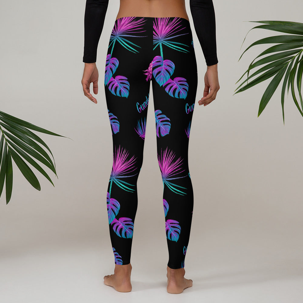 Leggings Guadeloupéens dos - Motif ananas et feuilles tropicales