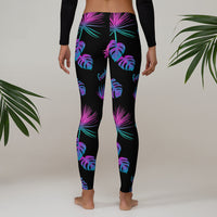Thumbnail for Leggings Guadeloupéens dos - Motif ananas et feuilles tropicales