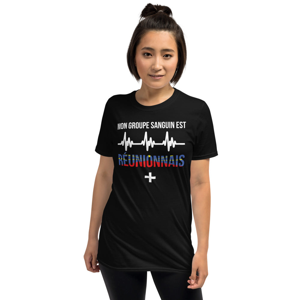 T-shirt Réunion marine - Fierté du groupe sanguin local