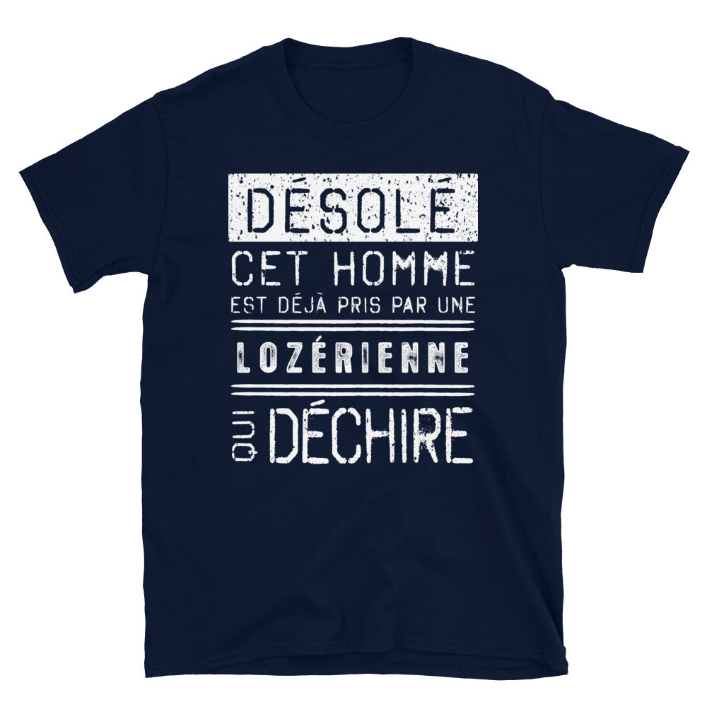 T-shirt Lozère noir dos - Désolé ce mec est pris par une fille qui déchire