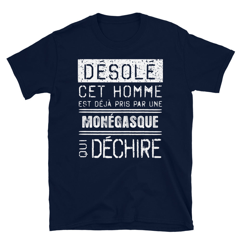 T-shirt Monaco navy - Désolé ce mec est pris par une fille qui déchire