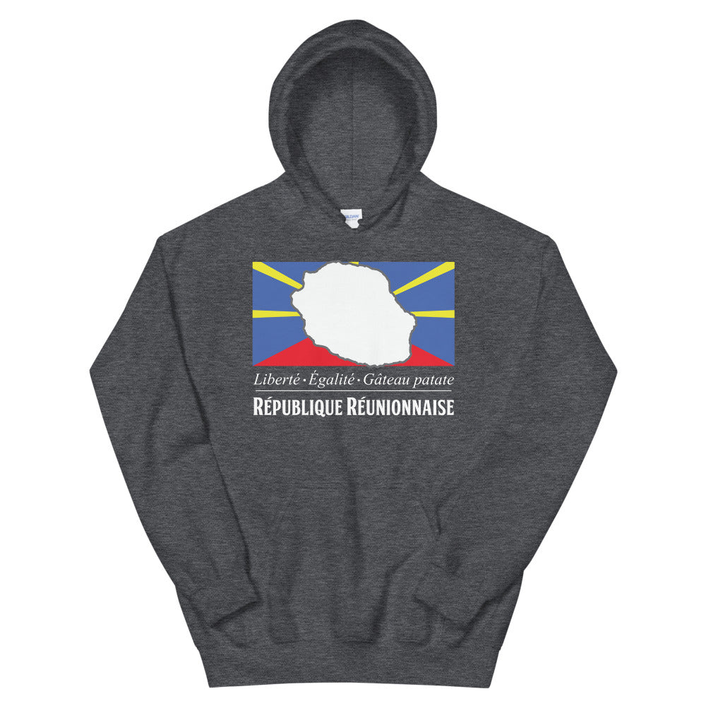 Sweat à capuche Réunion noir - Gâteau patate humoristique