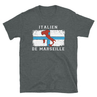 Thumbnail for T-shirt Marseille bleu marine dos - Italien de Marseille, drapeau et carte