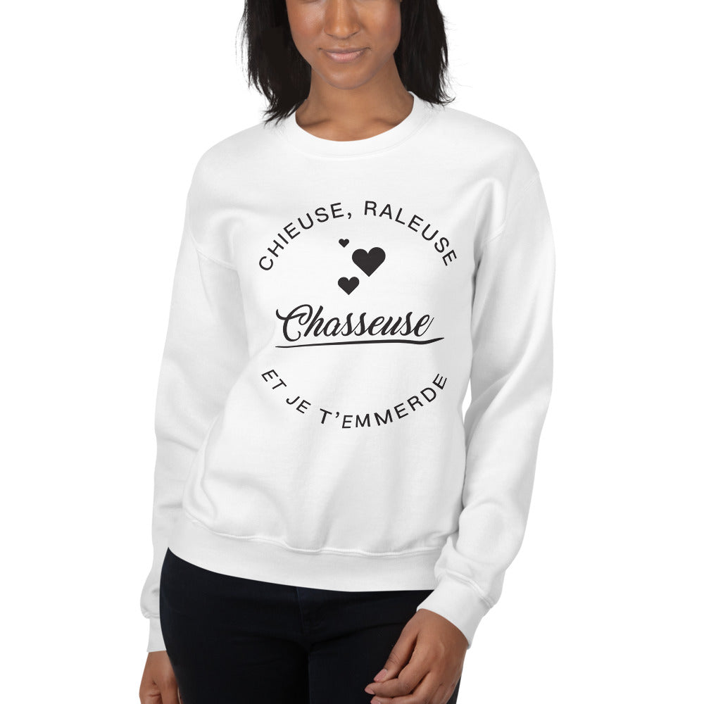 Chasseuse et je t'emm***de - Sweatshirt - Ici & Là - T-shirts & Souvenirs de chez toi