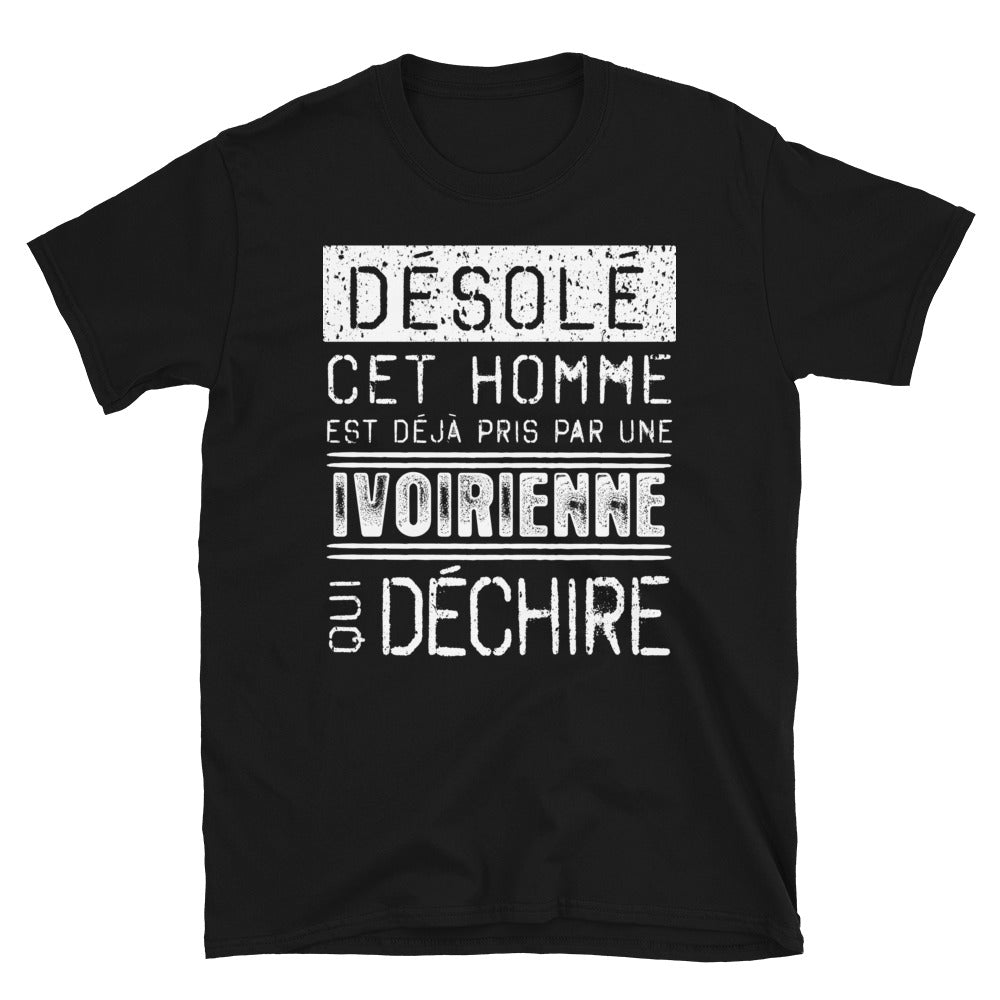 T-shirt Ivoirienne noir - Désolé ce mec est pris par une fille