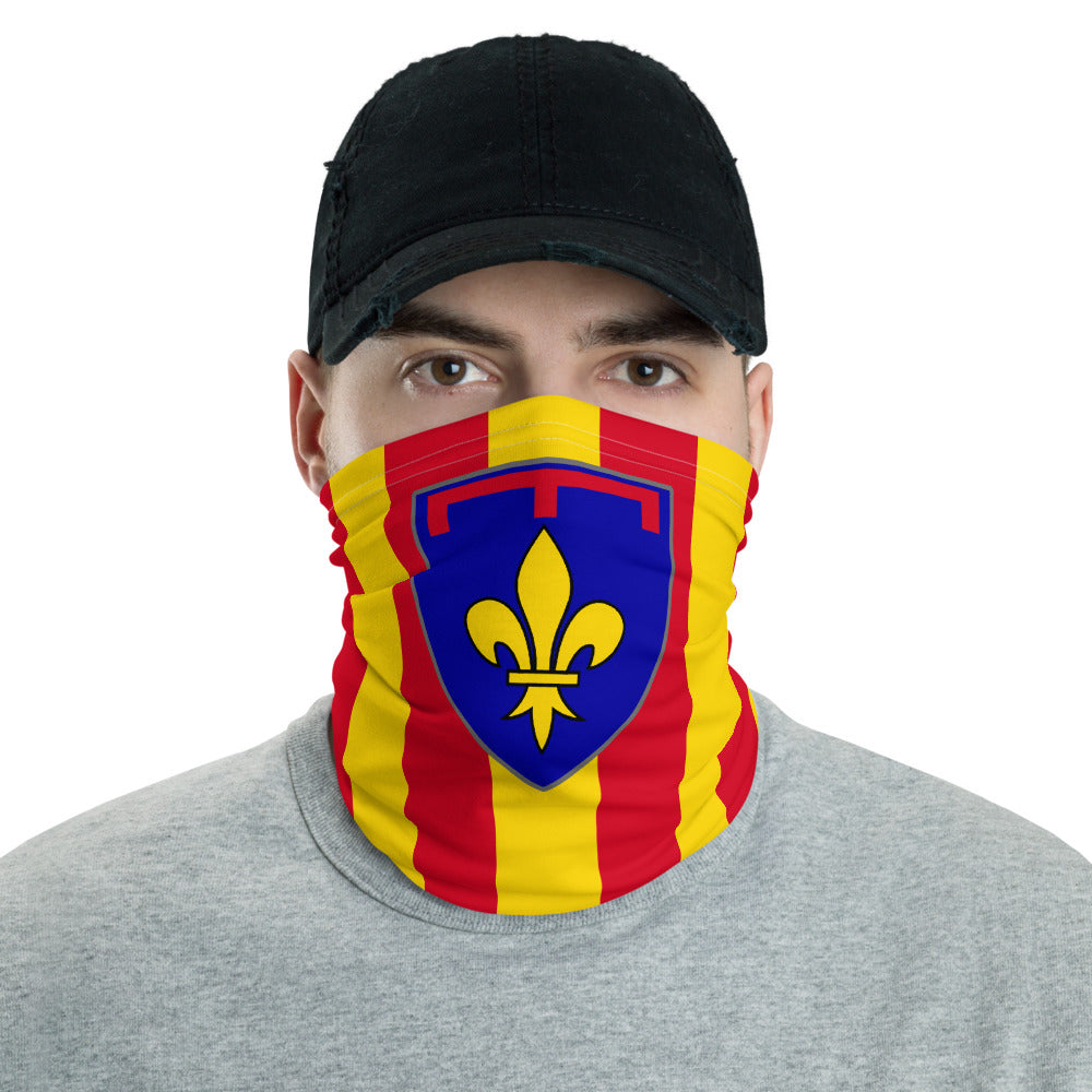 Cache-cou Provence - Écusson moderne sur drapeau ancien face