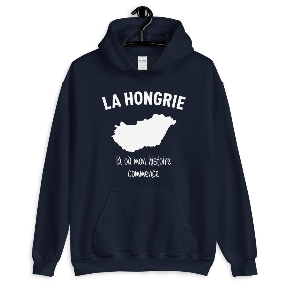 Sweatshirt Hongrie bleu marine - Mon histoire commence avec humour