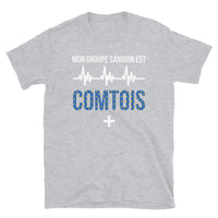 Thumbnail for T-shirt Franche-Comté gris foncé chiné dos - Fierté du groupe sanguin comtois
