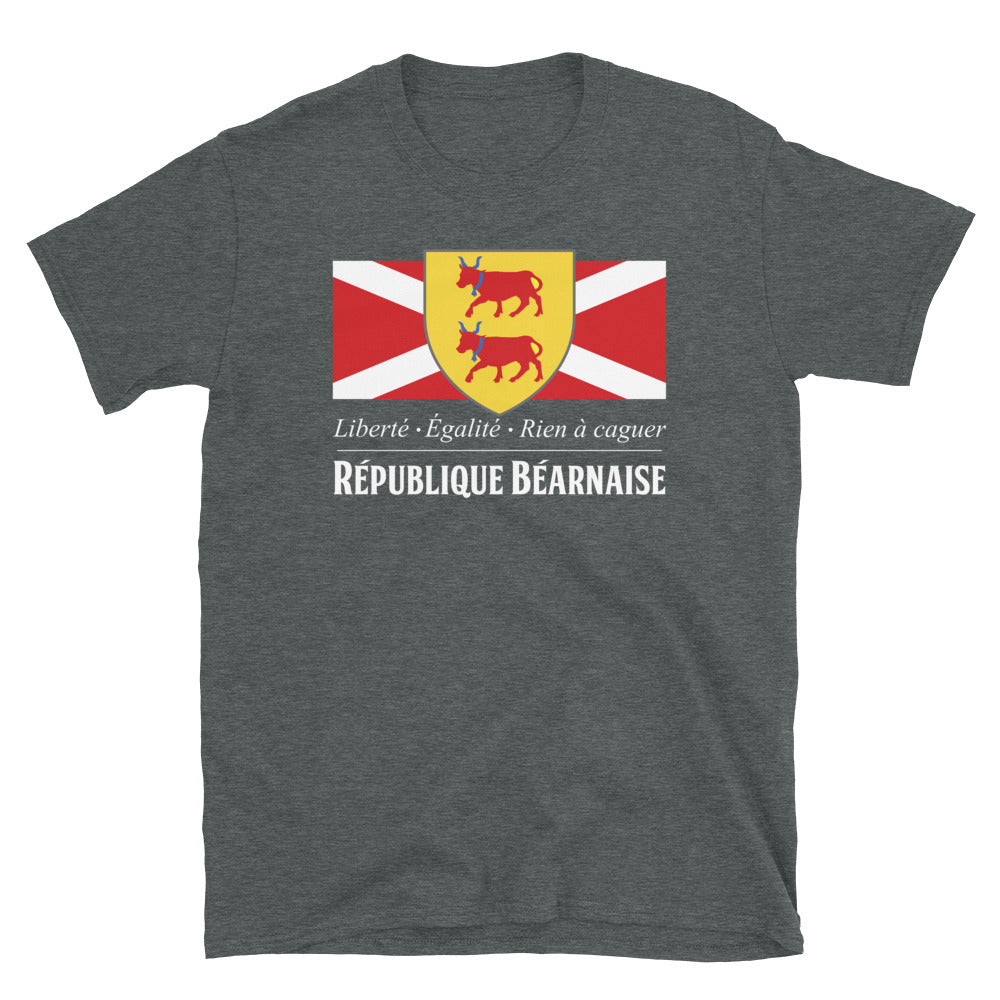 T-shirt Béarn gris foncé chiné dos - Drapeau de l'union gasconne