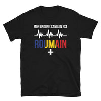 Thumbnail for T-shirt Roumain noir - Groupe sanguin humoristique