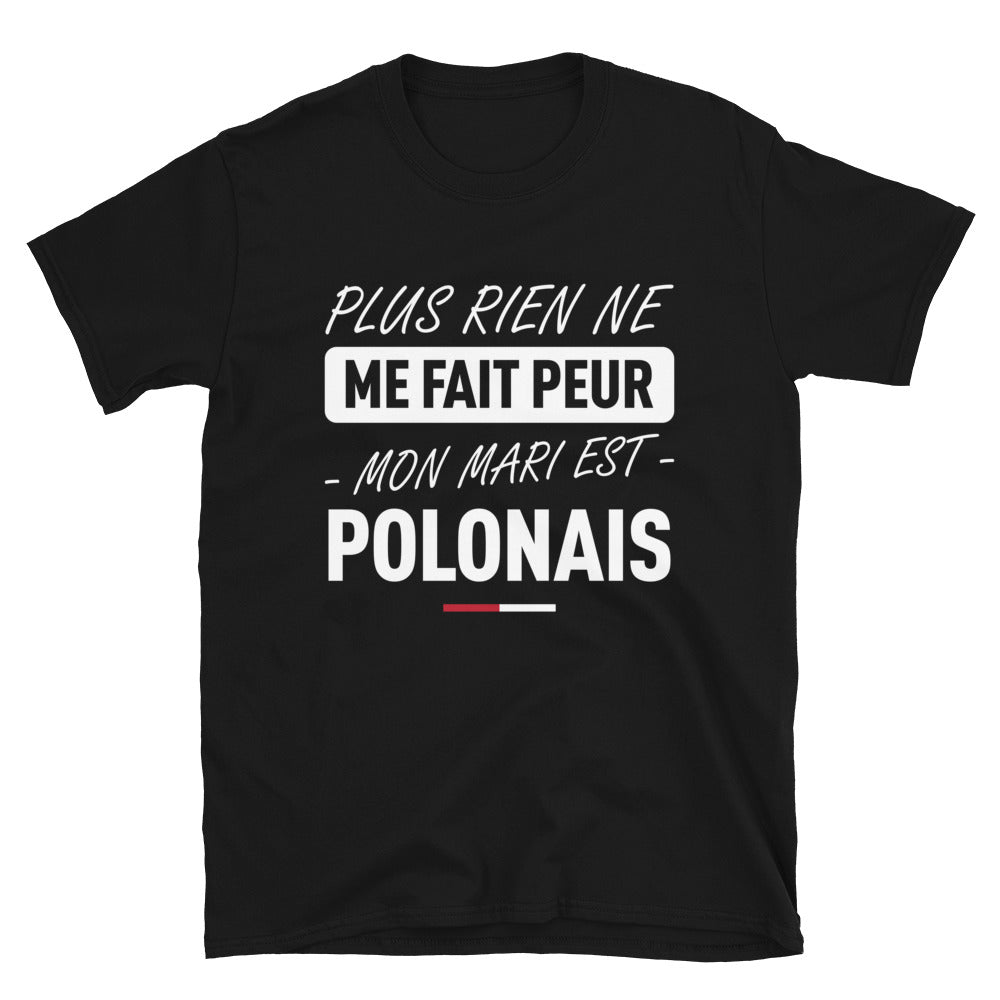 T-shirt Pologne noir - Plus rien ne me fait peur ma femme est