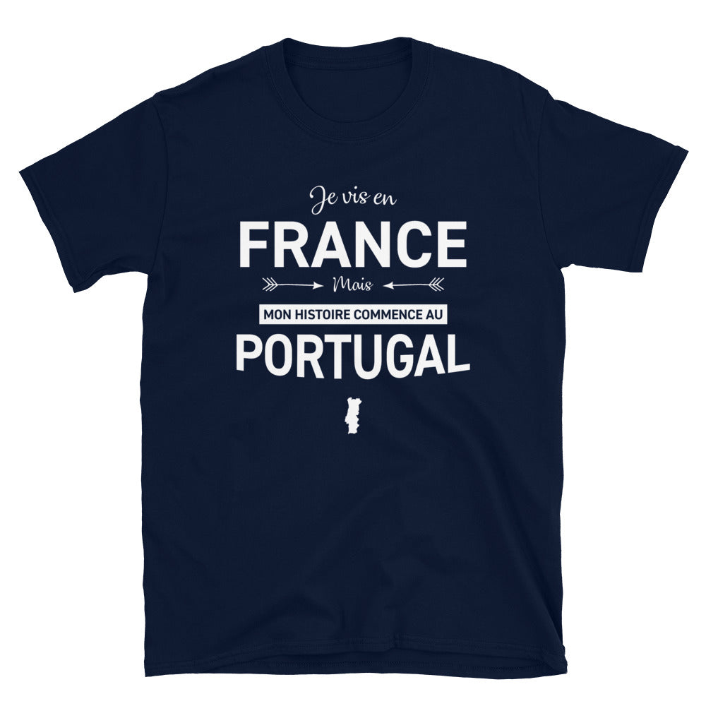 T-shirt Portugal gris foncé chiné dos - Mon histoire commence ici