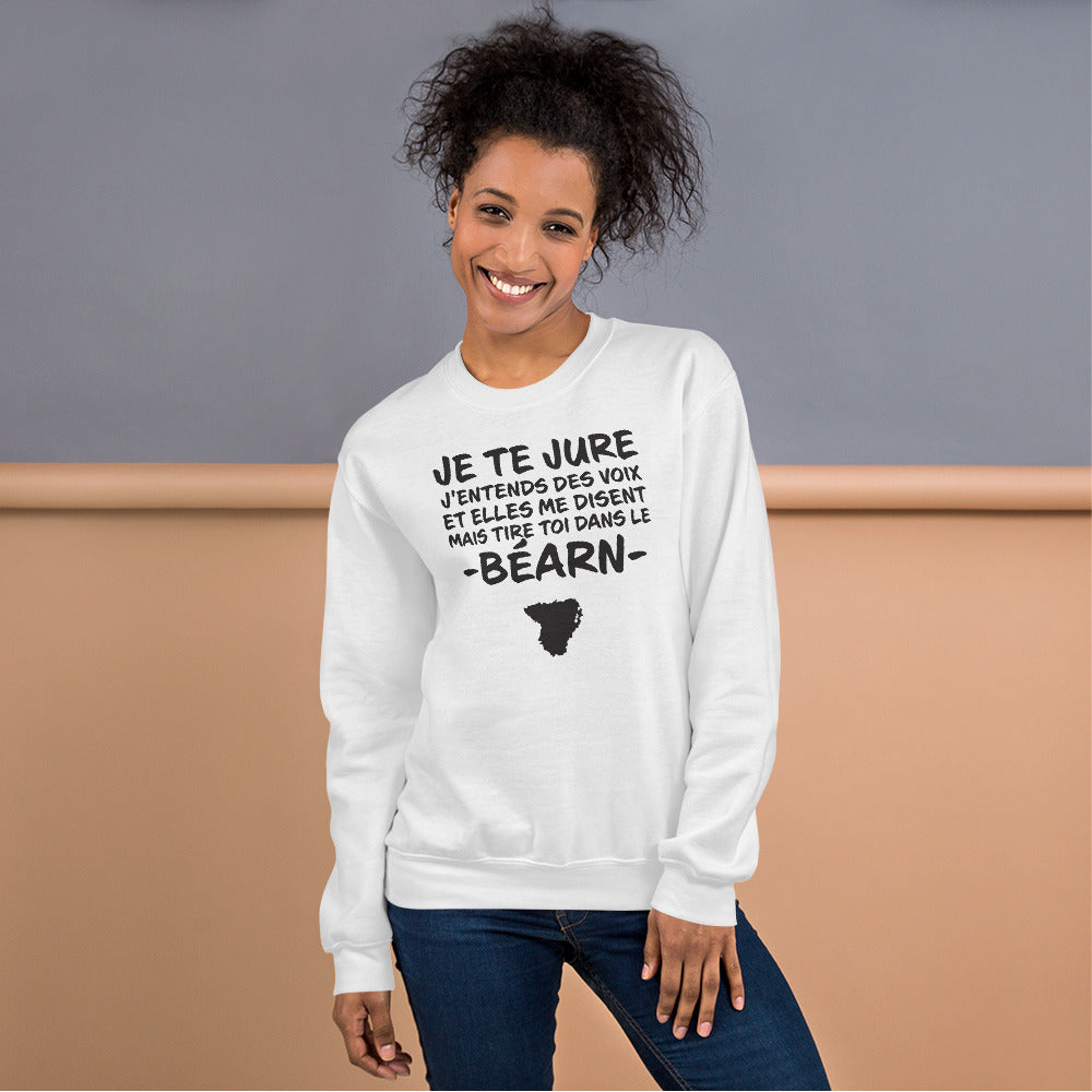 Sweatshirt Béarn blanc face - Je te jure avec humour
