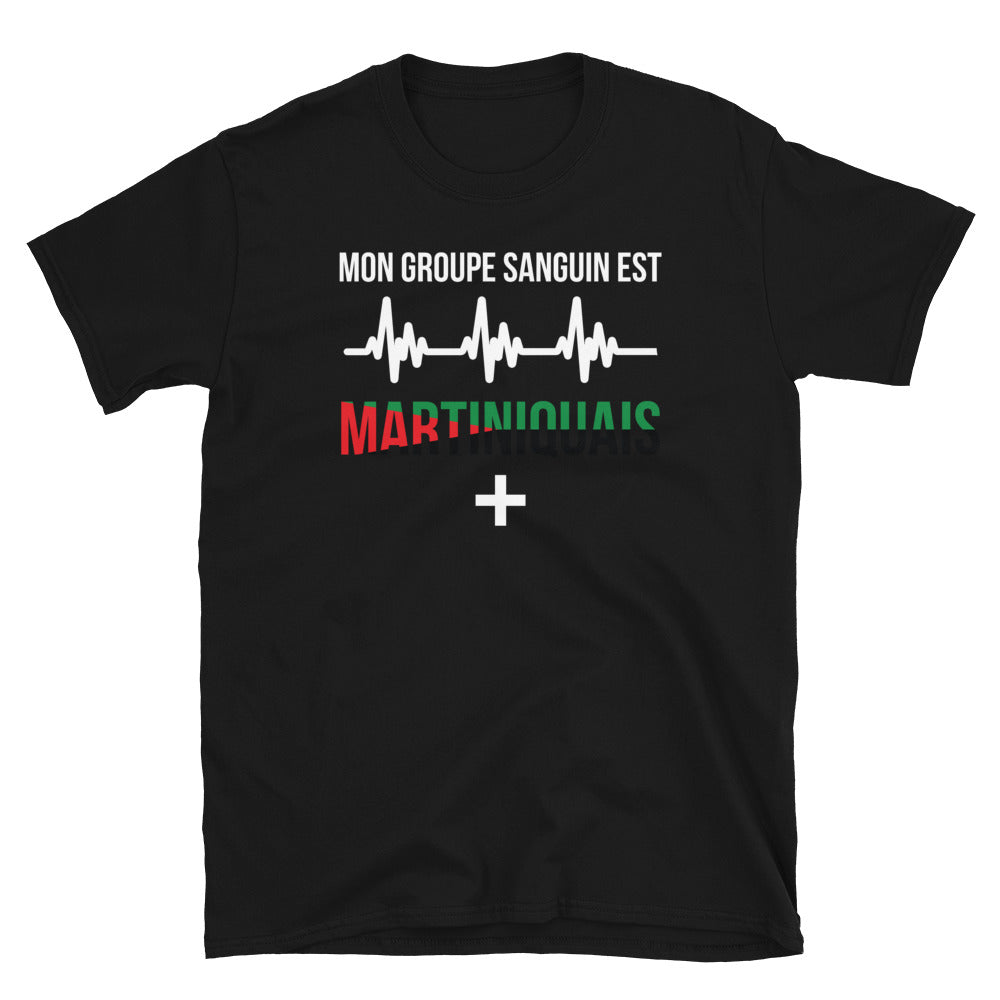 T-shirt Martiniquais noir - Groupe sanguin humoristique