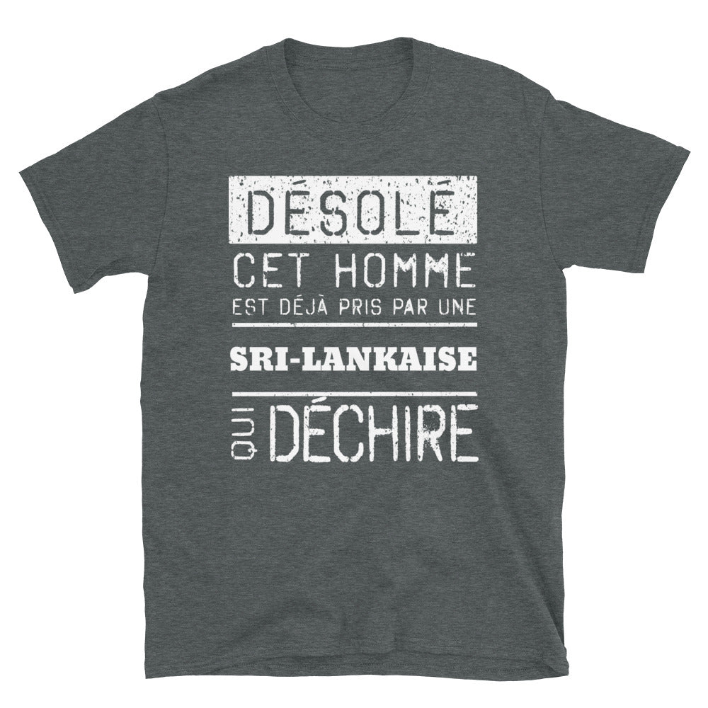 T-shirt Sri Lanka bleu marine - Désolé ce mec est pris par une fille qui déchire