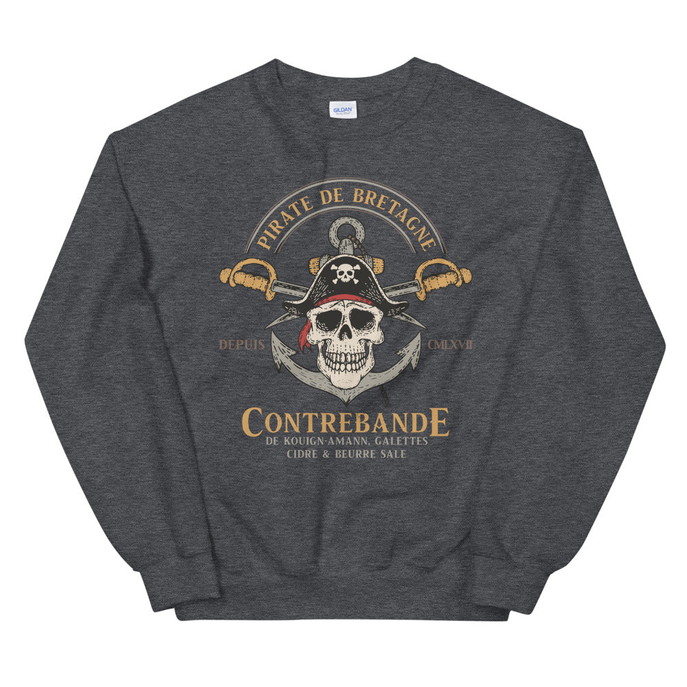 Sweatshirt Bretagne gris foncé dos - Fierté des pirates bretons