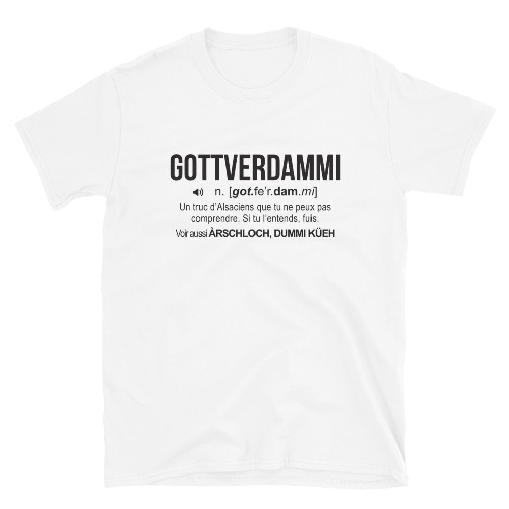 T-shirt Alsace blanc - Gottverdammi, un juron alsacien