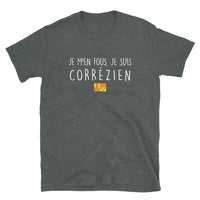Thumbnail for T-shirt Corrèze gris foncé chiné - Je m'en fous, je suis fier !
