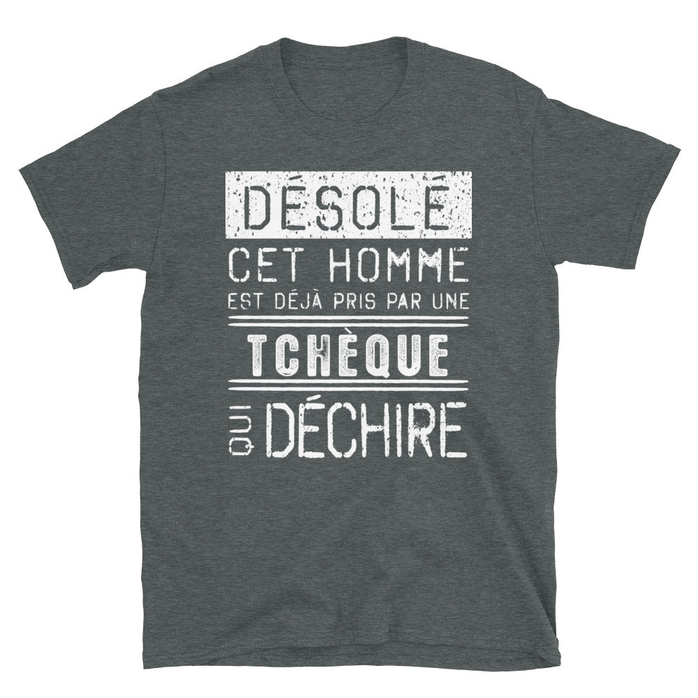 T-shirt Tchèque bleu marine - Désolé ce mec est pris par une fille