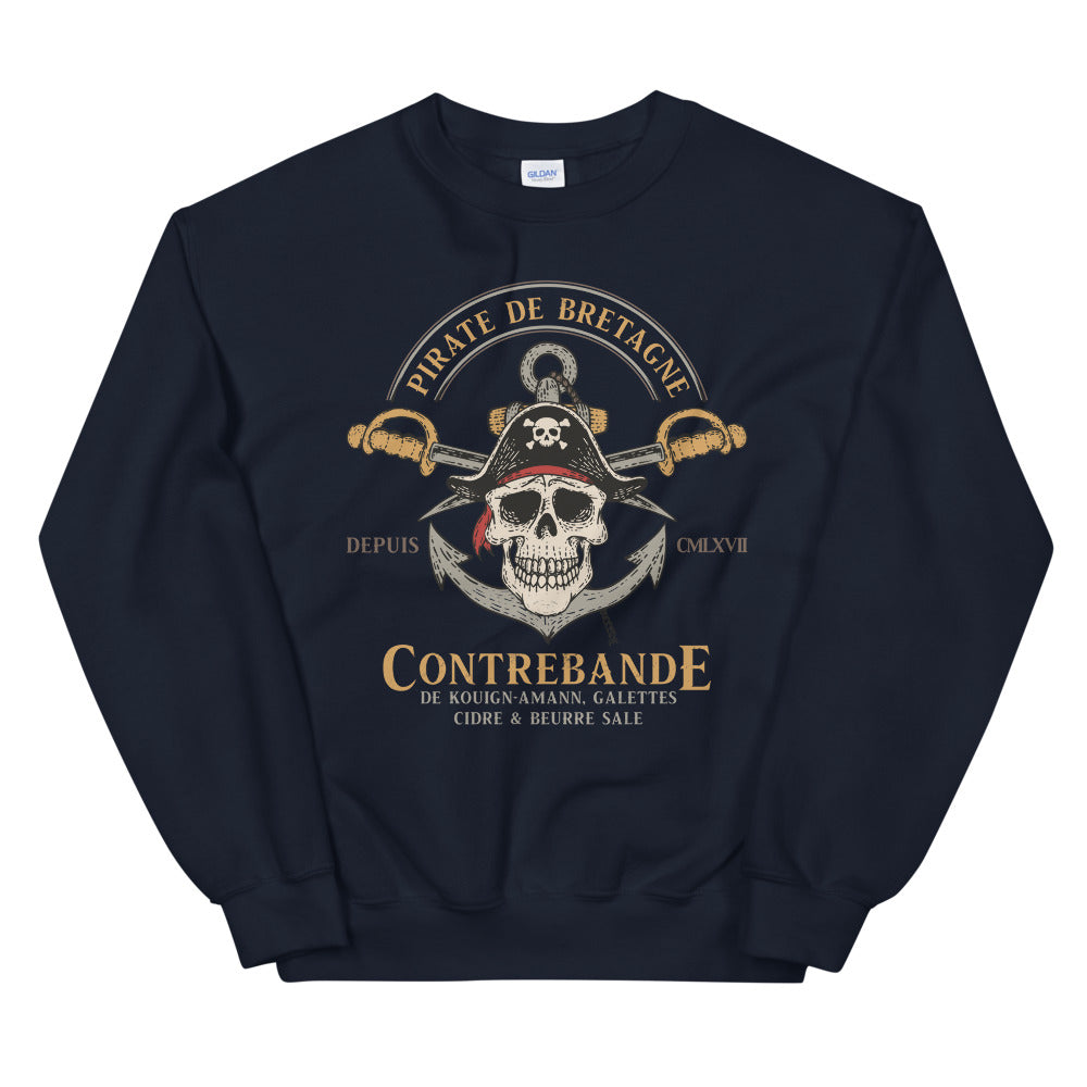 Sweatshirt Bretagne bleu marine dos - Fierté des pirates bretons